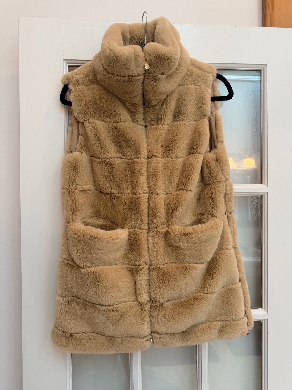Patti Kim New York Designer Chic Faux Fur Lauren Vest Toast Brown Size XS - Picture 3 of 16